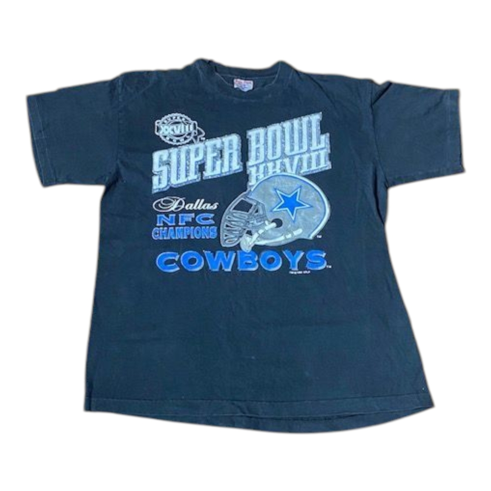 Vintage Softee T-Shirt 1994 Dallas Cowboys Superbowl XXVIII NFC Champions Blue‎